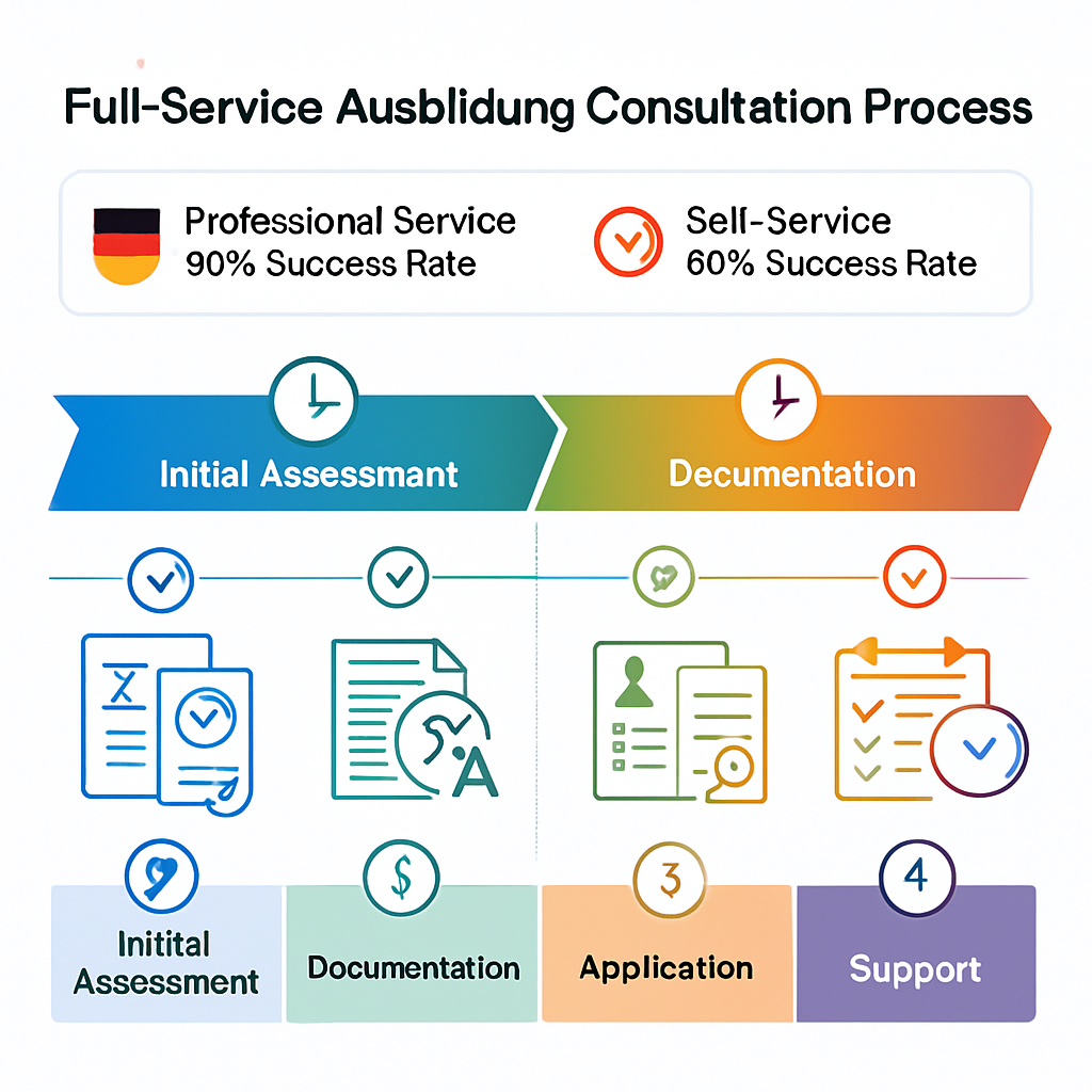 Full-Service Consultation Process Breakdown - Application Timeline Management: Professional vs Self-Service Success Rates