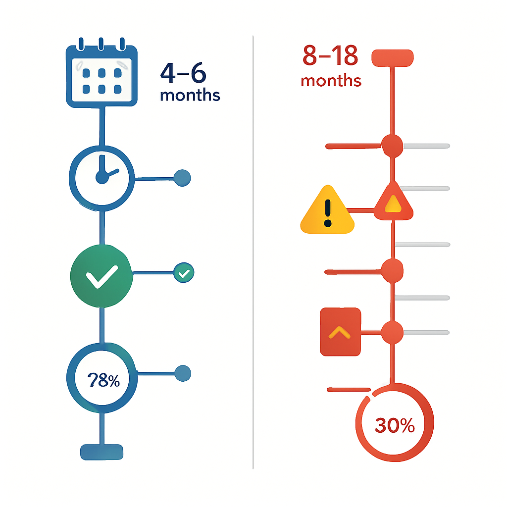 Timeline Efficiency Comparison - Application Timeline Management: Professional vs Self-Service Success Rates