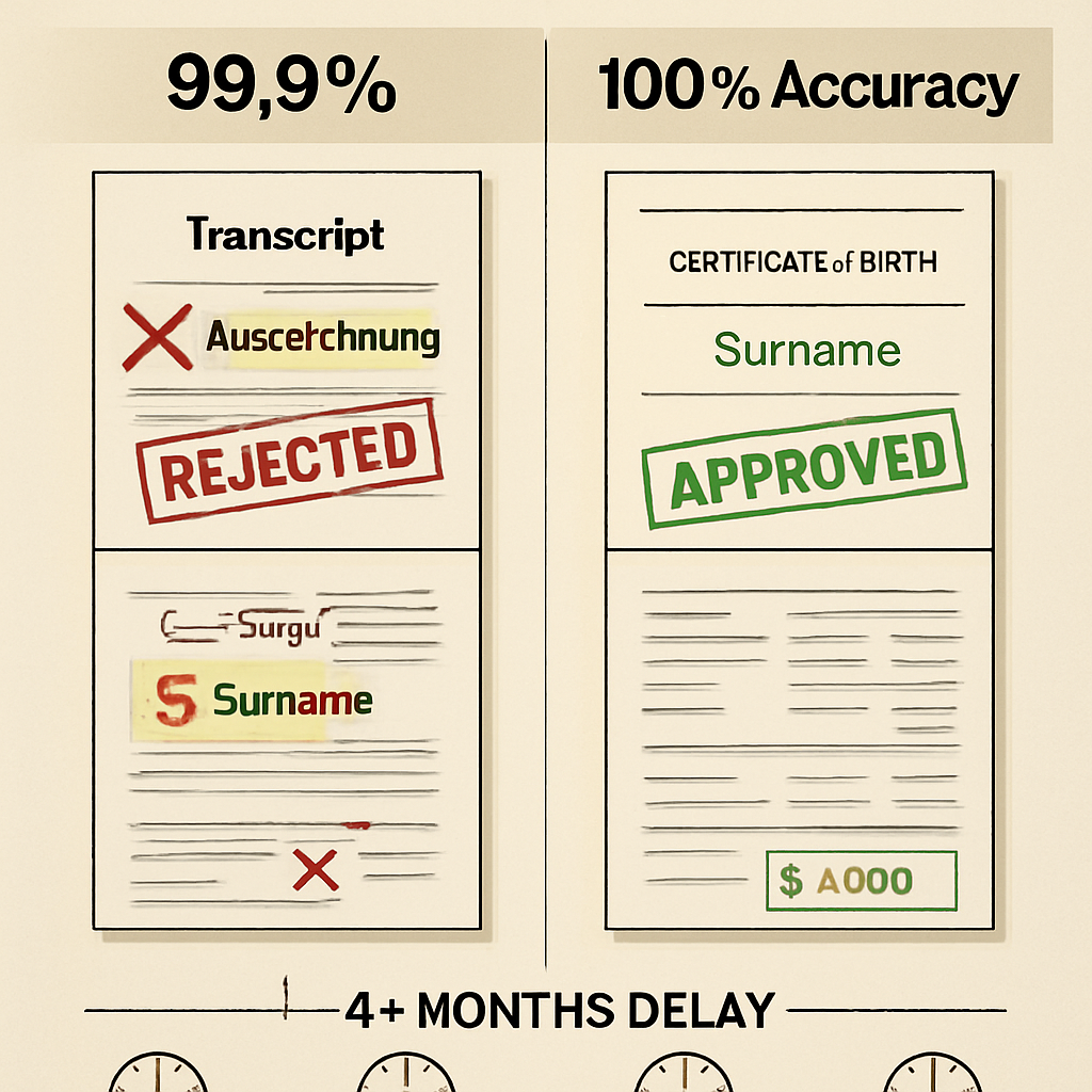 Real Case Studies of Rejected Applications Due to Translation Mistakes - Document Translation Services: Why 99.9% Accuracy Matters for Visa Success