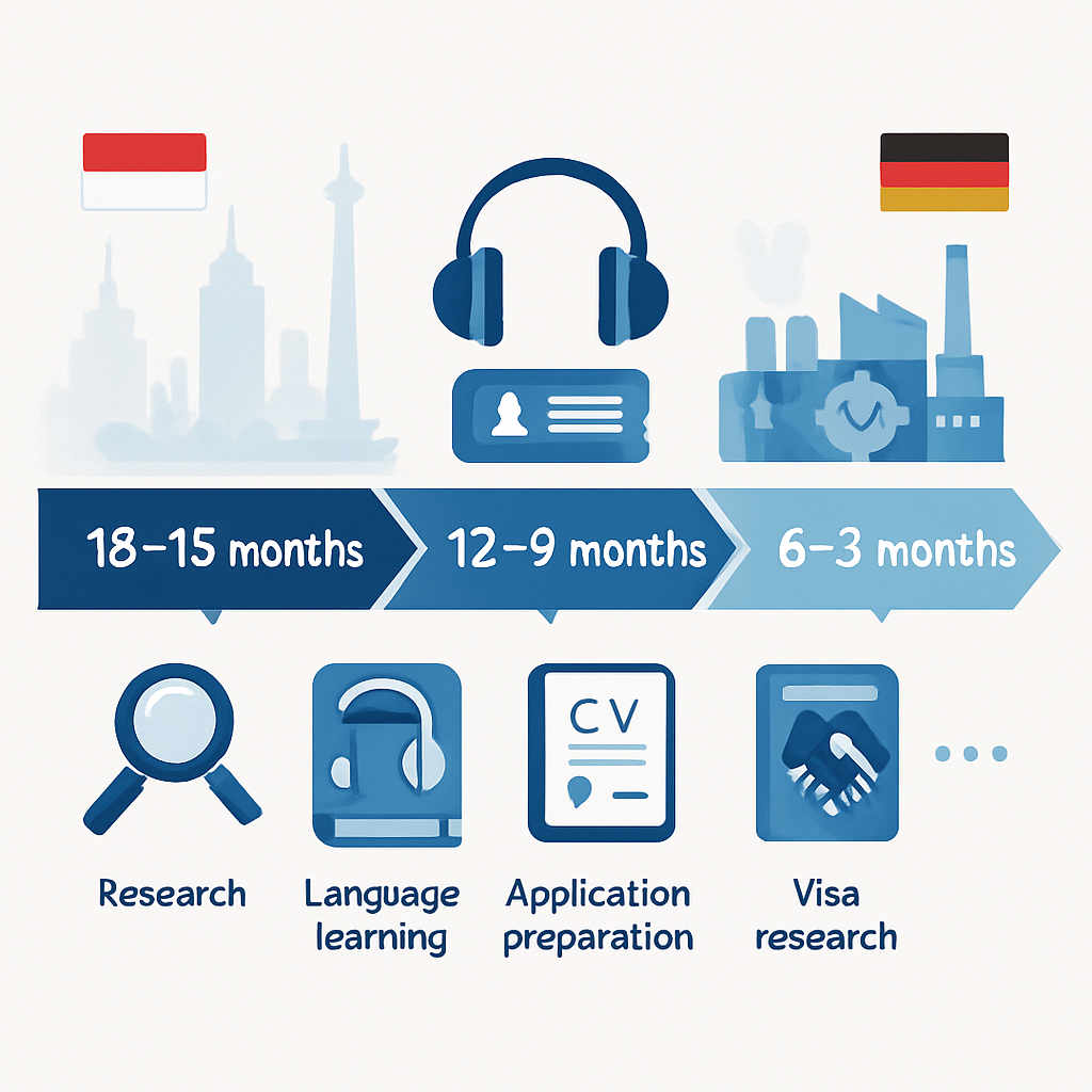 Timeline for Application Preparation (12-18 Months in Advance) - Indonesia to Germany Success: The Ausbildung Route Jakarta Professionals Choose