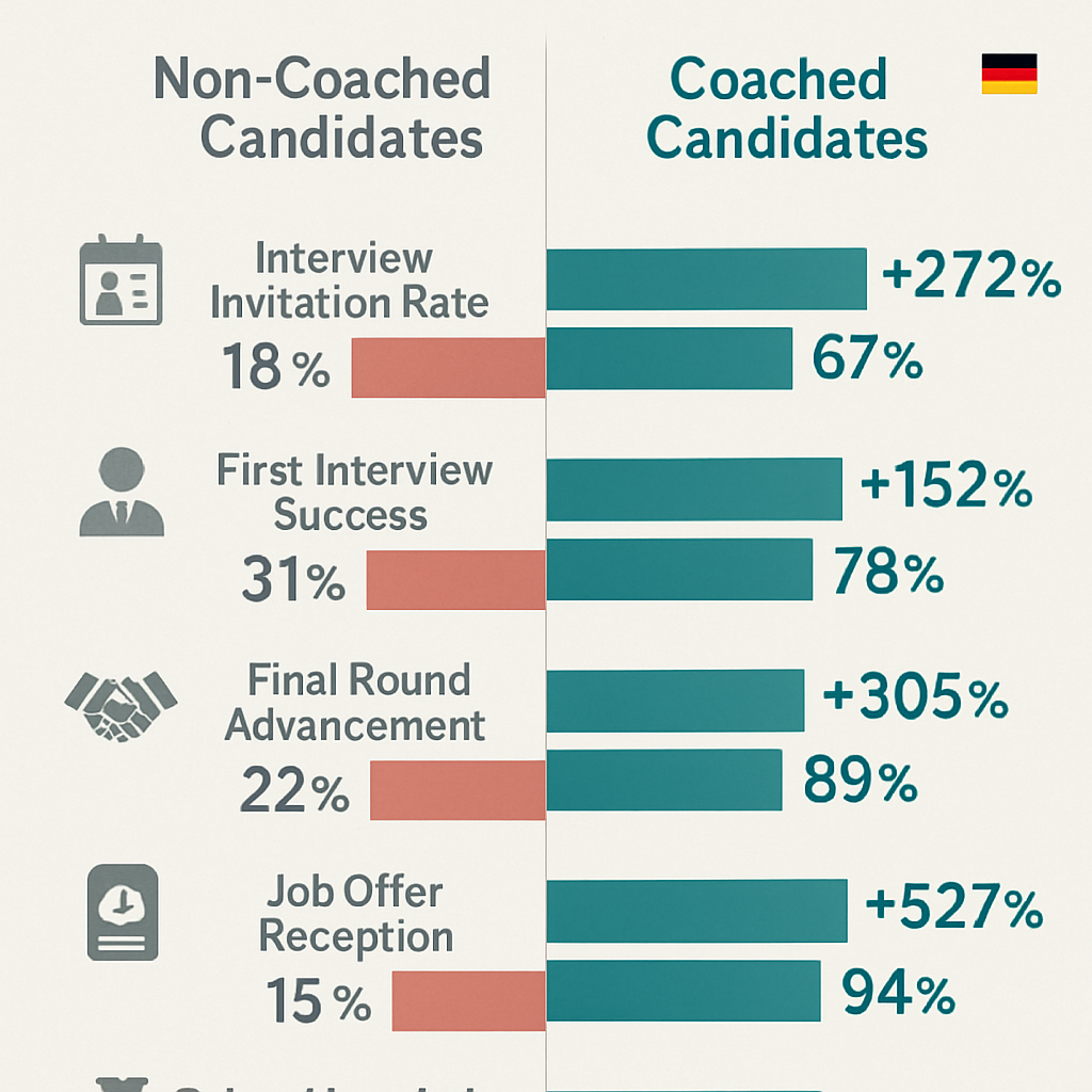 Statistical Analysis of Coached vs. Non-Coached Candidates - Interview Coaching for Ausbildung: 94% Success Rate with Professional Training