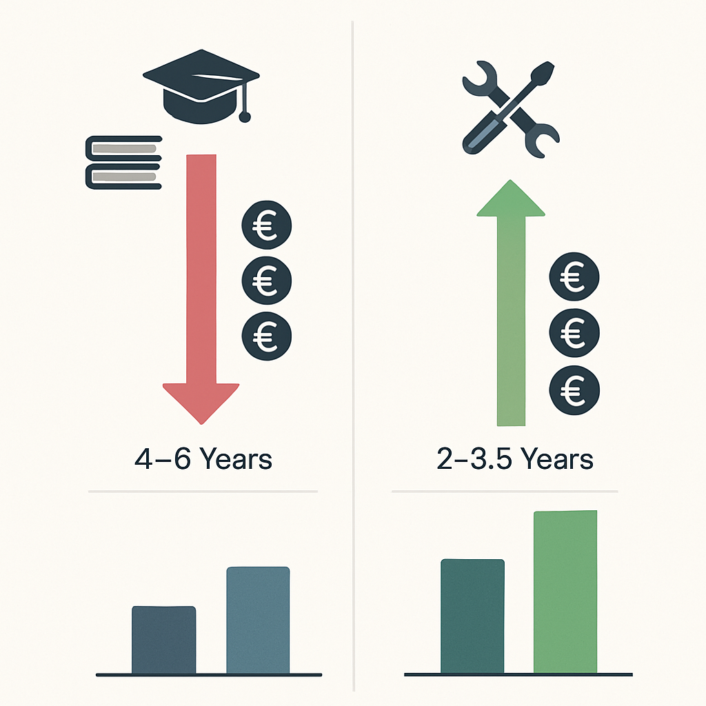 Comparison with Traditional University Education Expenses - Professional Ausbildung Consultation ROI: €25,000 Investment vs €150,000 Lifetime Value
